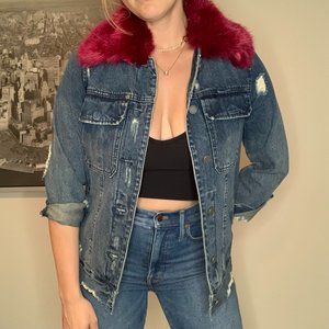 Blank NYC Denim Jacket with Faux Fur Collar